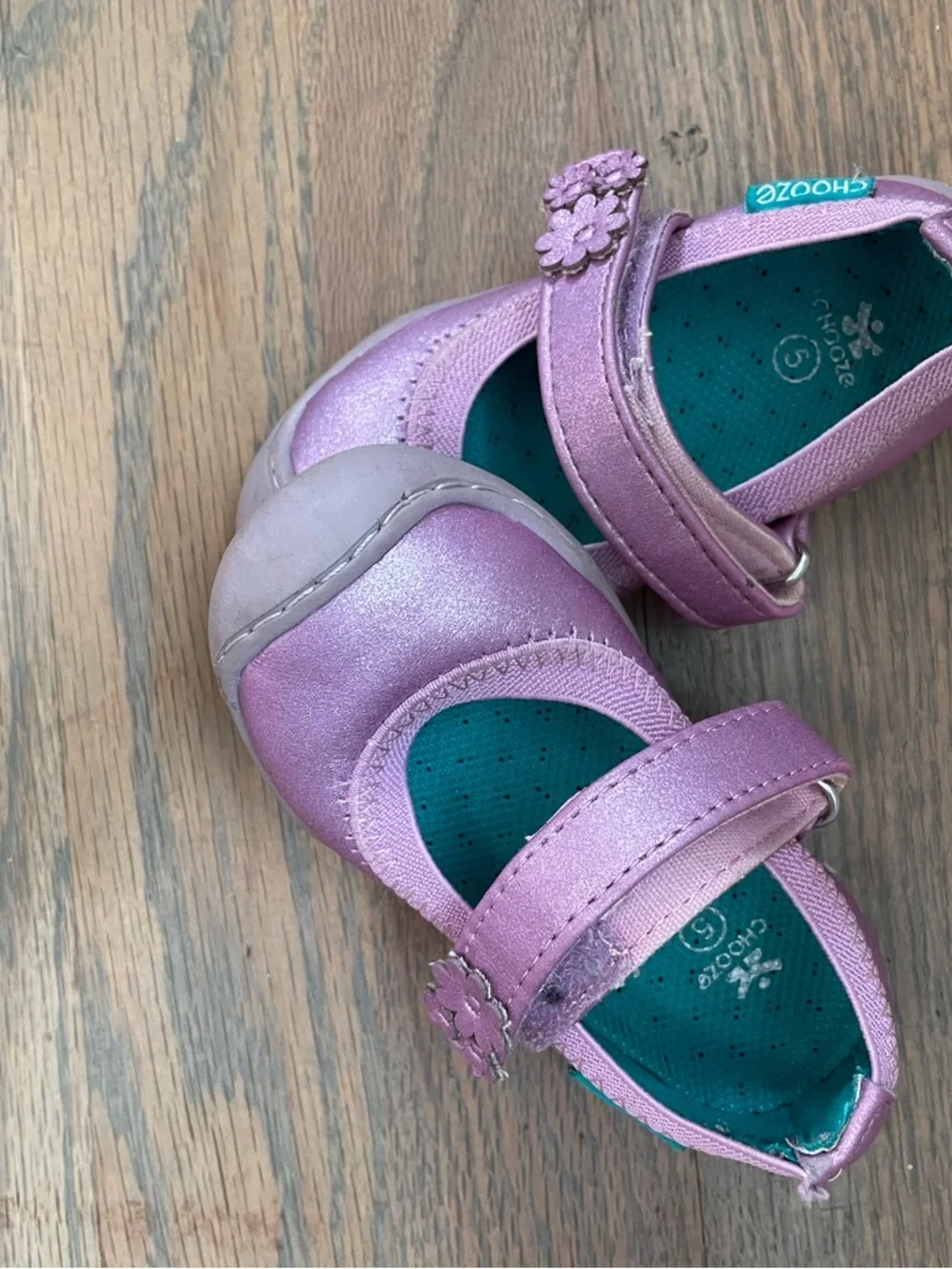 Chooze Pink Mary Jane Shoes Toddler Size 5 Metallic Flower